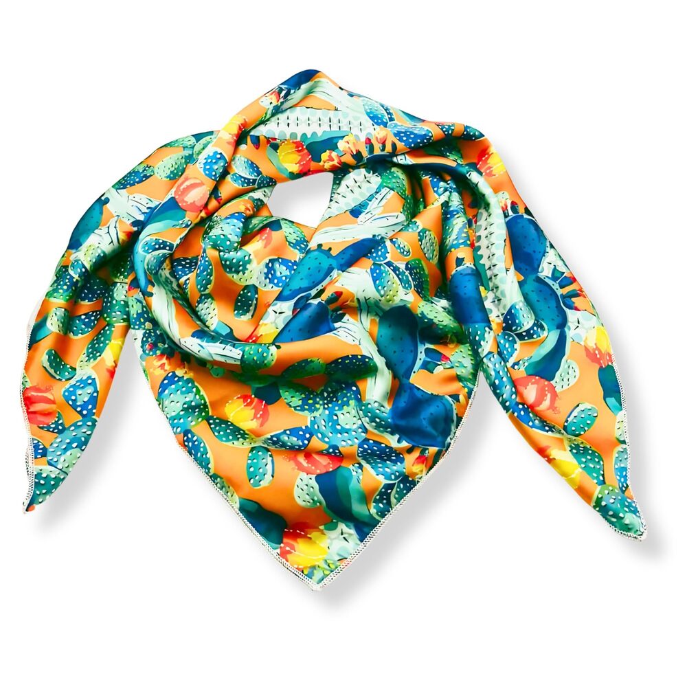 1023 Western Cowboy Bandana Square Silky Wild Rags Cactus Pattern Tribal